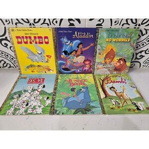 Lot of 6 DISNEY LITTLE GOLDEN BOOKS Classic Stories Aladdin Jungle Book Bambi
